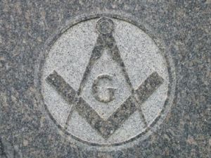A Masonic symbol carved in stone